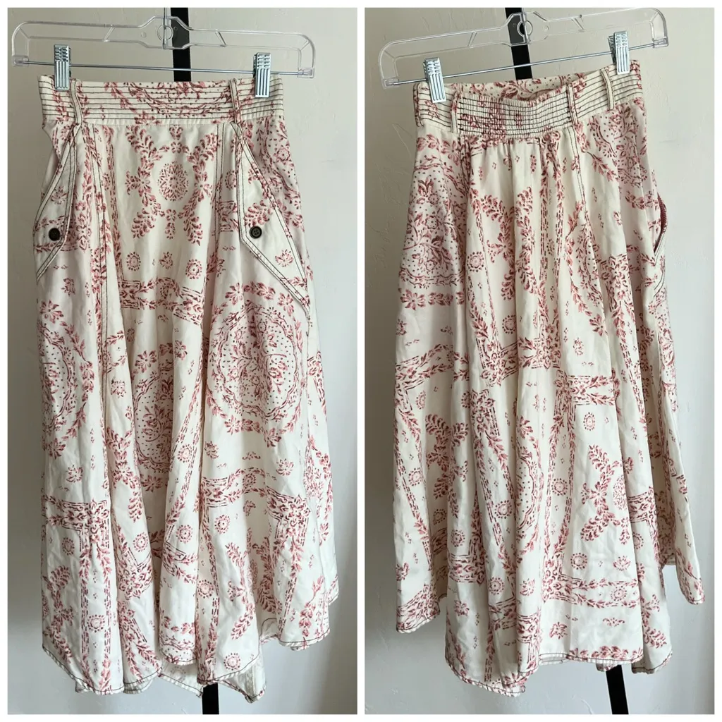 Anthropologie Pilcro Cream Bandana Print Skirt XS rare - Image 3