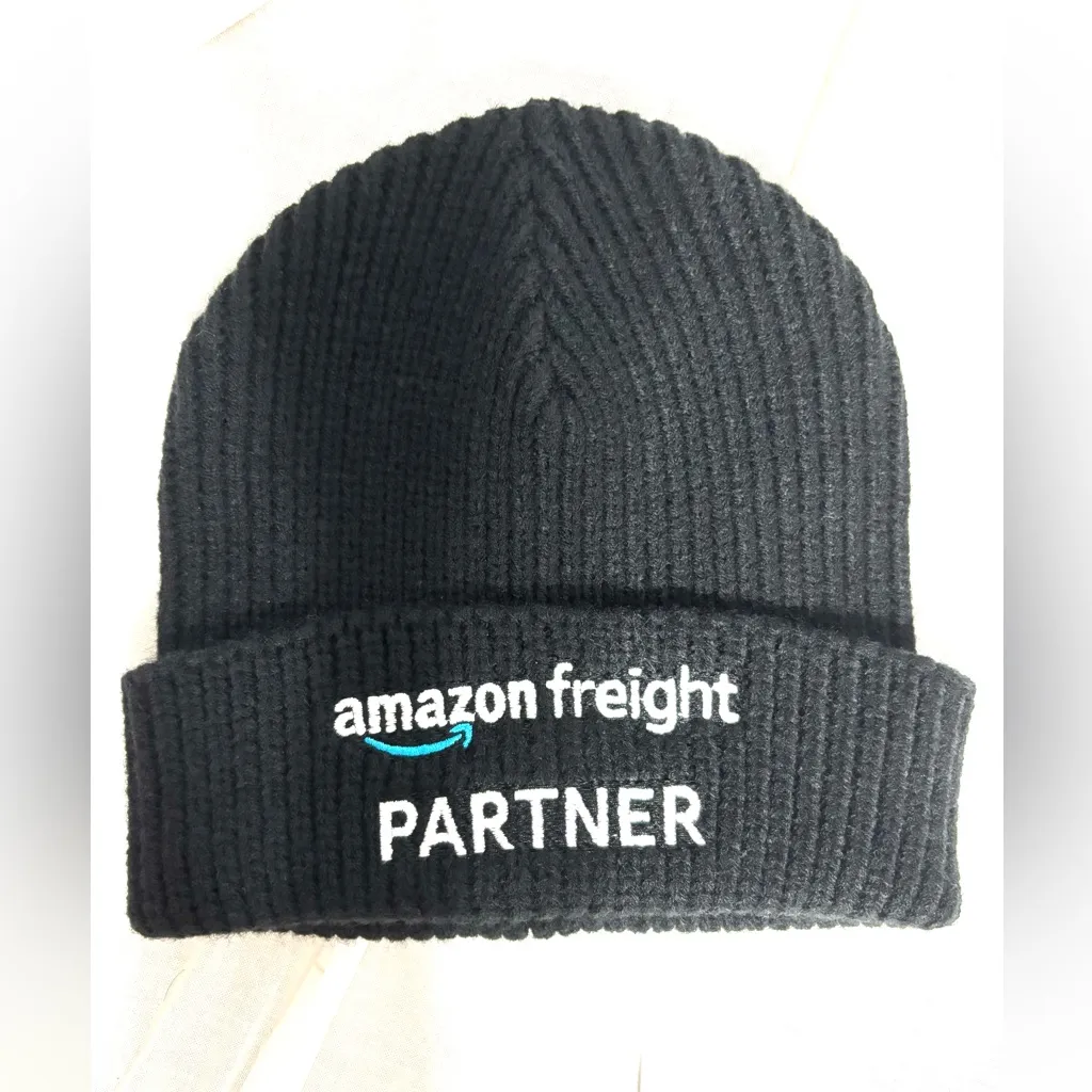 Amazon Freight Partner Ribbed Knit Black Beanie with Embroidered Logo - Image 4