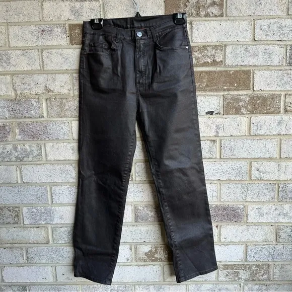 Massimo Dutti women’s high waist straight leg waxed pants size 4 - Image 7