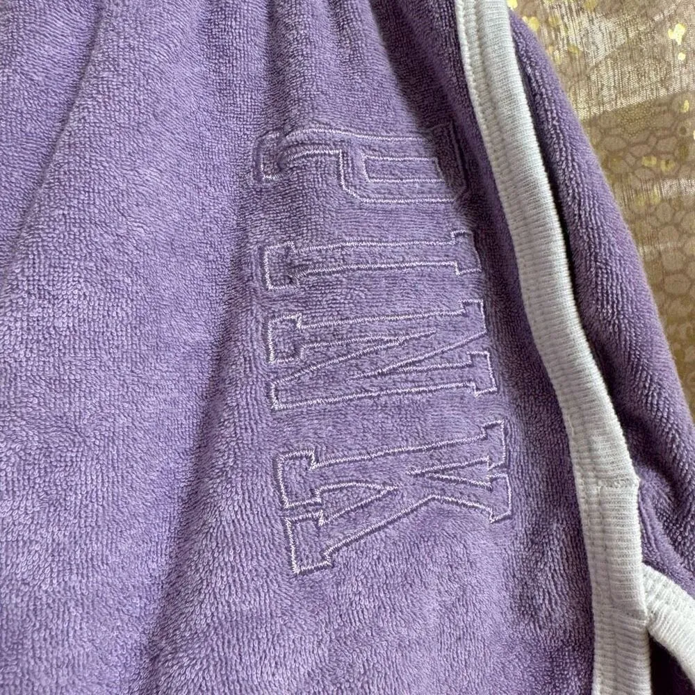 PINK Victorias Secret Lavender Purple Terry Cloth Varsity Booty Lounge Shorts XS - Image 3