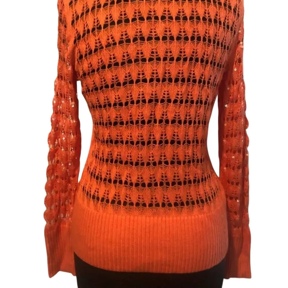 Cache Peek A Knit Sequin Kissed Sweater Top New Cardigan Tussan Silk $118 NWT - Image 6