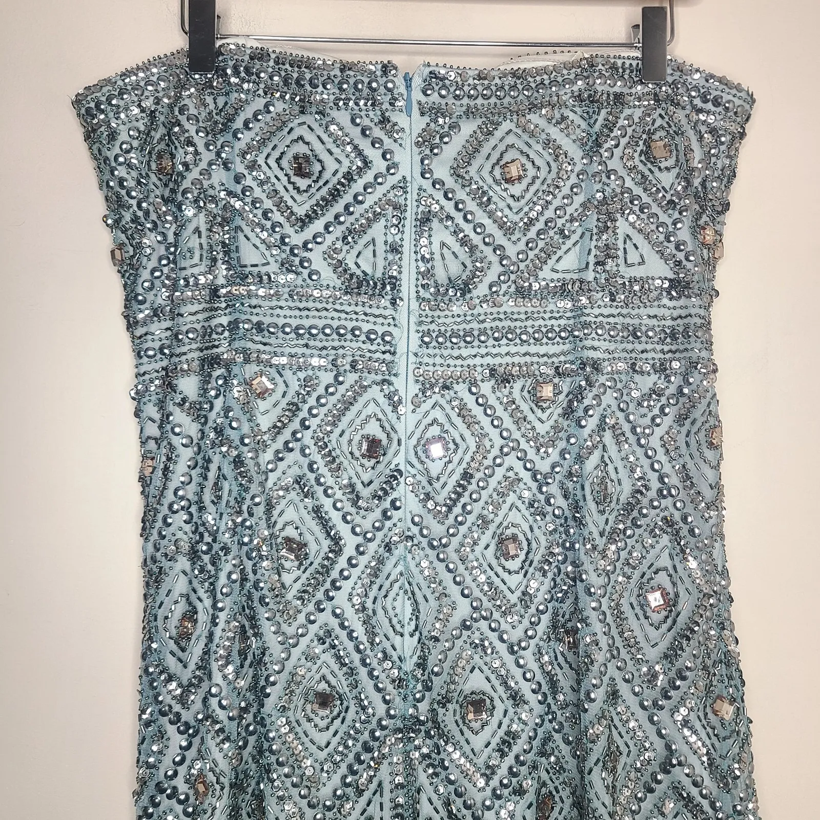 Adrianna Papell Womens Beaded Detail Strapless Party Dress Silver Size 14 - Image 5