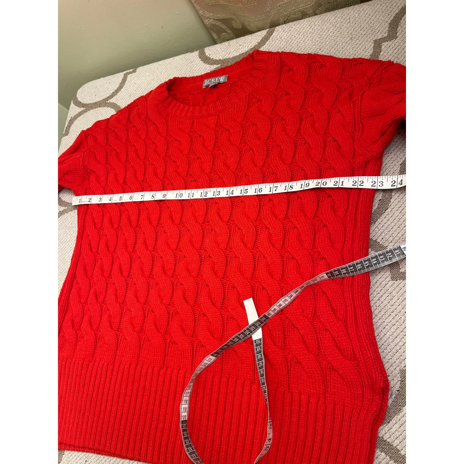 J. Crew Cotton blend cableknit side-slit crewneck sweater, style:Bm401, size s/m - Image 7