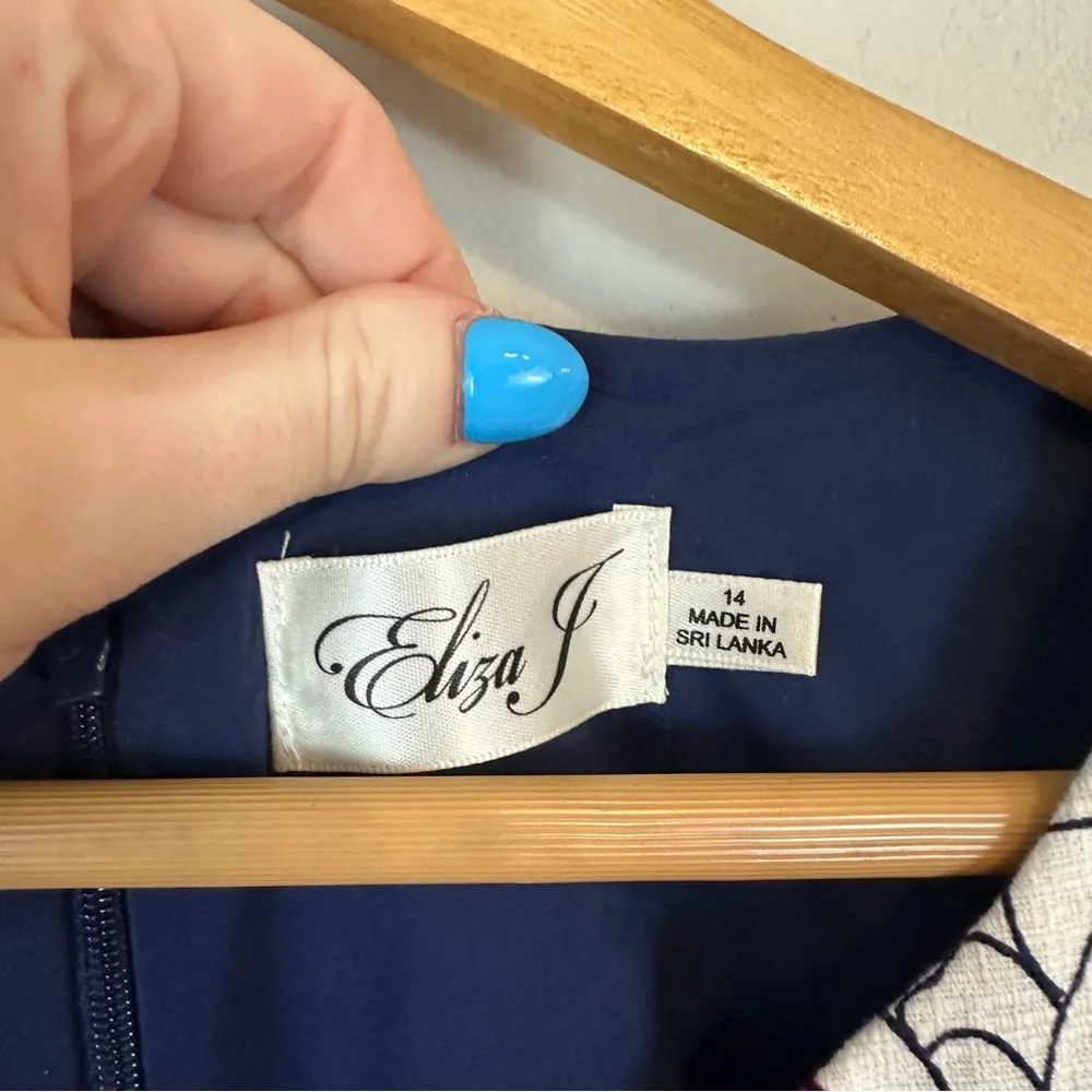 Eliza J | A-Line Dress Women's 14 Red Pink White Floral Print Sleeveless Lined - Image 3