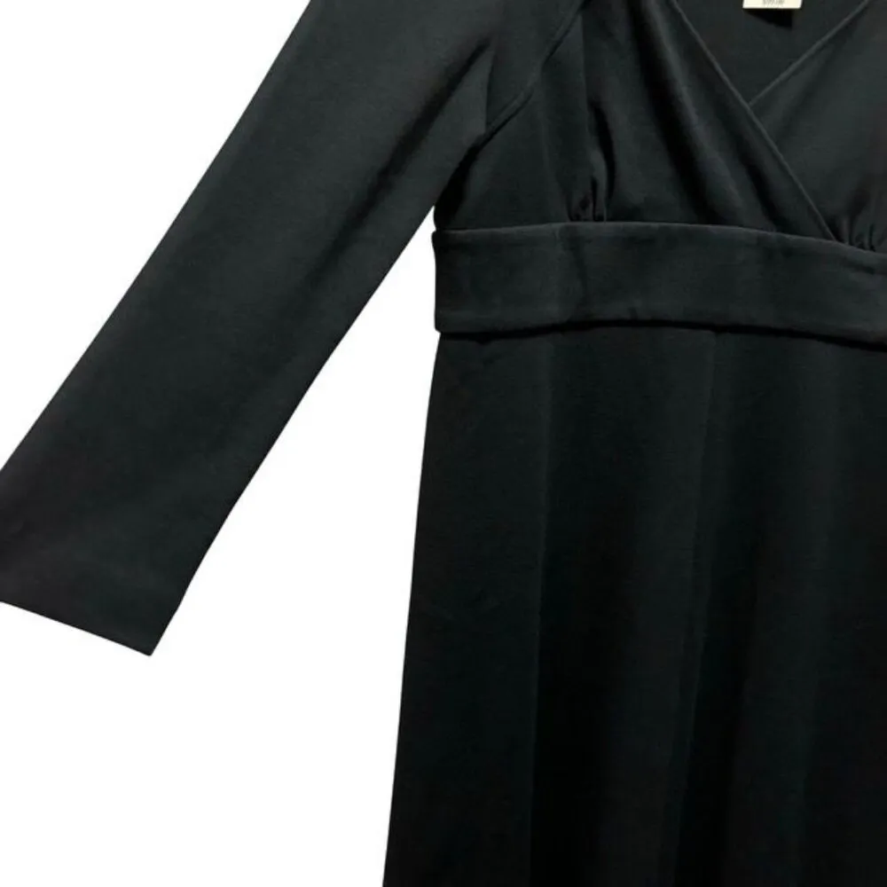 Coldwater Creek Womens Petite Black V-Neck Banded Waist Dress Size 14 - Image 4