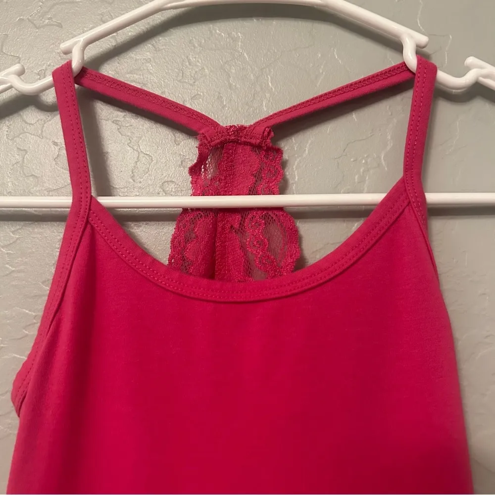 BKE hot pink racerback lace back camisole Y2K tank top size XS - Image 2