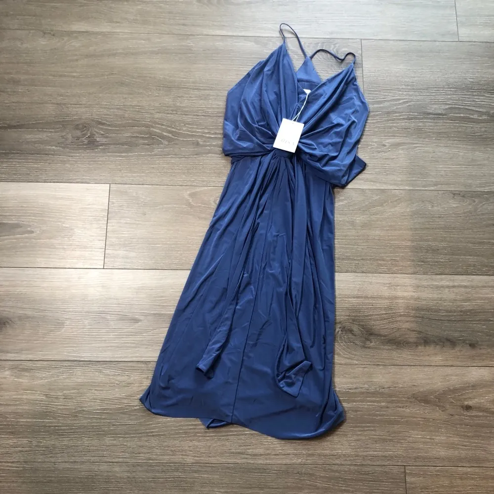 Misa Los Angeles Domino Dress Mini Draped Ruched Navy Blue Womens Size XS NWT - Image 3