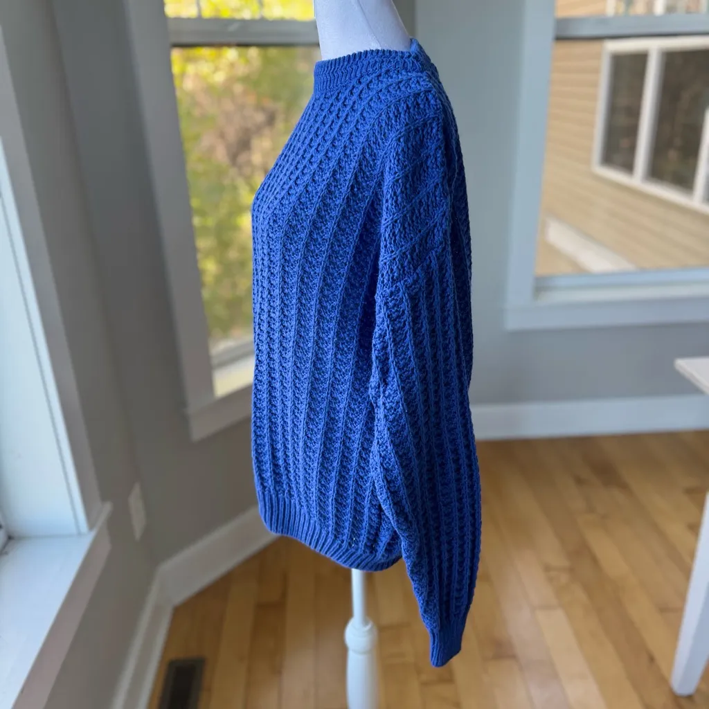 Vintage Cacharel Cobalt Blue Cotton Crewneck Sweater Size Medium 80s 90s - Image 4