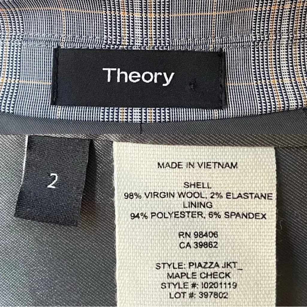 Theory Piazza Wool Blazer NEW in Maple Check Plaid - Image 10