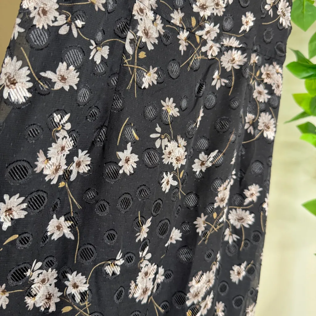 NWT Lulus Terrace Views Black Floral Print Tiered Midi Dress size XS NEW - Image 11