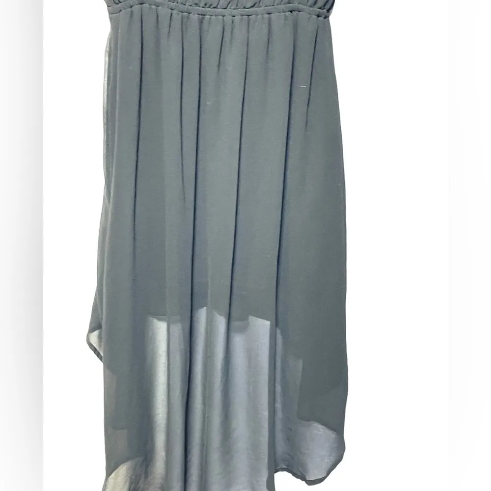 Black Hi-low Chiffon Dress Gold & Silver Trim Stretch Small Minimalistic Chic - Image 10