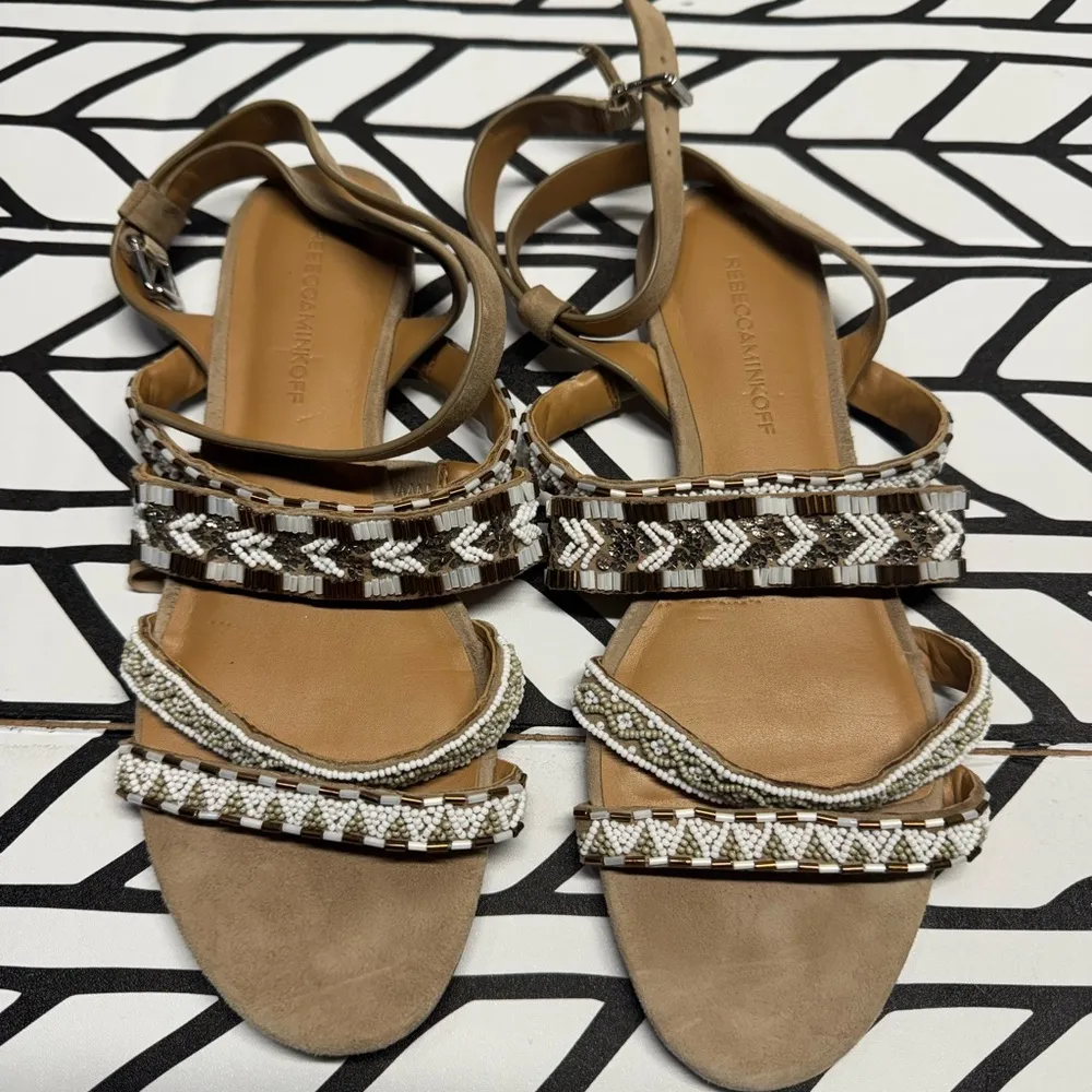 Rebecca Minkoff Leila White Beaded Strappy Sandals size 8.5 - Image 2