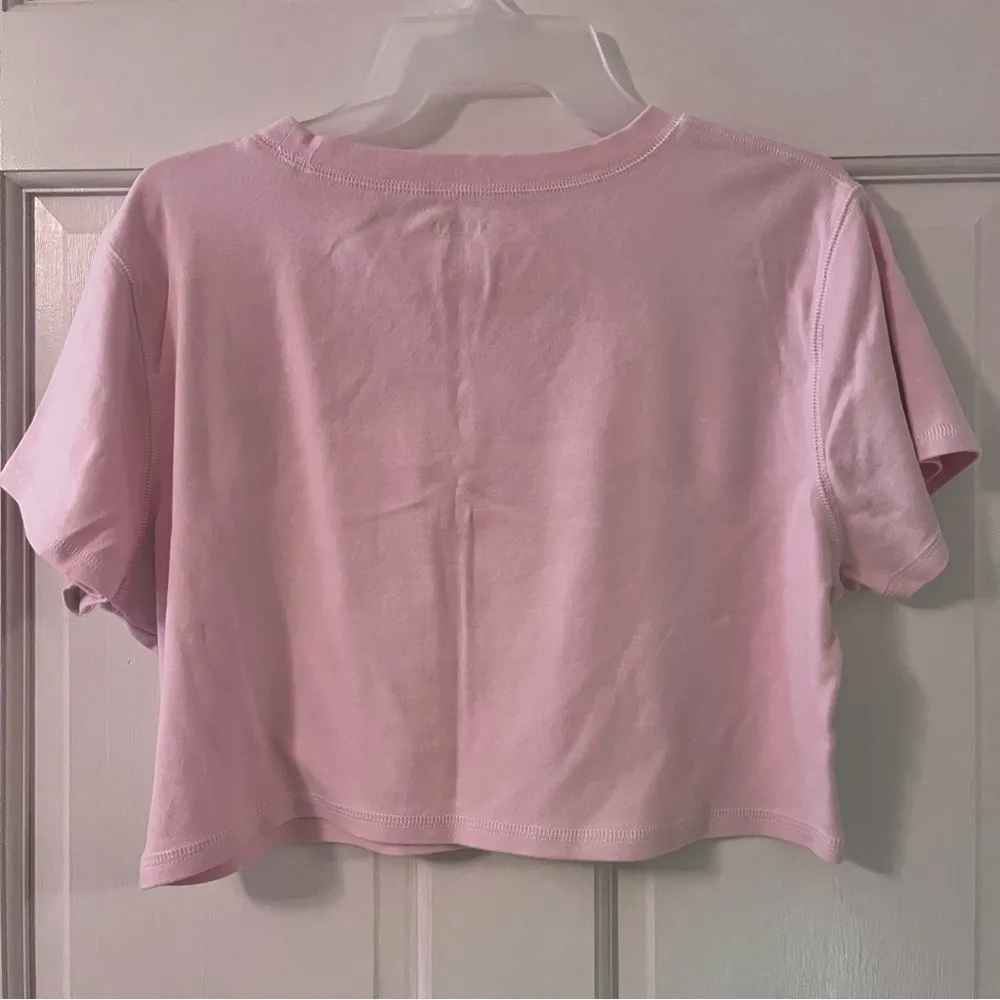 ARIZONA Women’s Pink Strawberry “Sweet” Short Sleeve Crop Top - Image 2