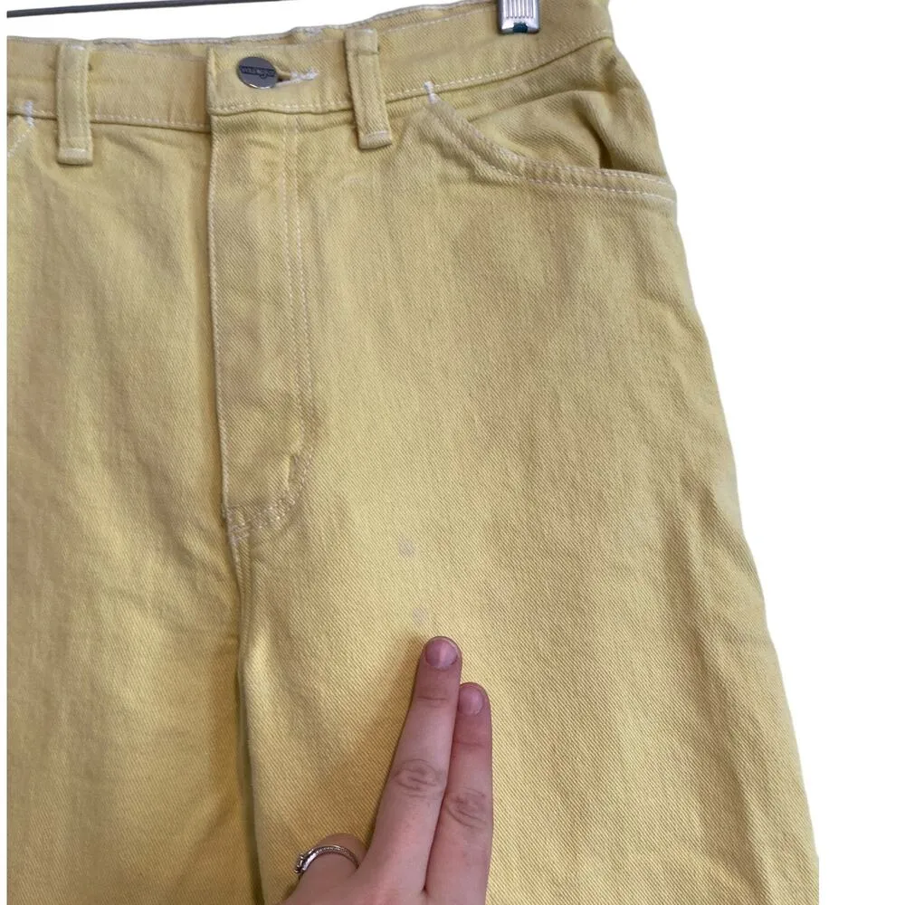 Vinteage 90s Wrangler High Waist Yellow Cotton Denim Straight Leg Jeans 25x28 - Image 8