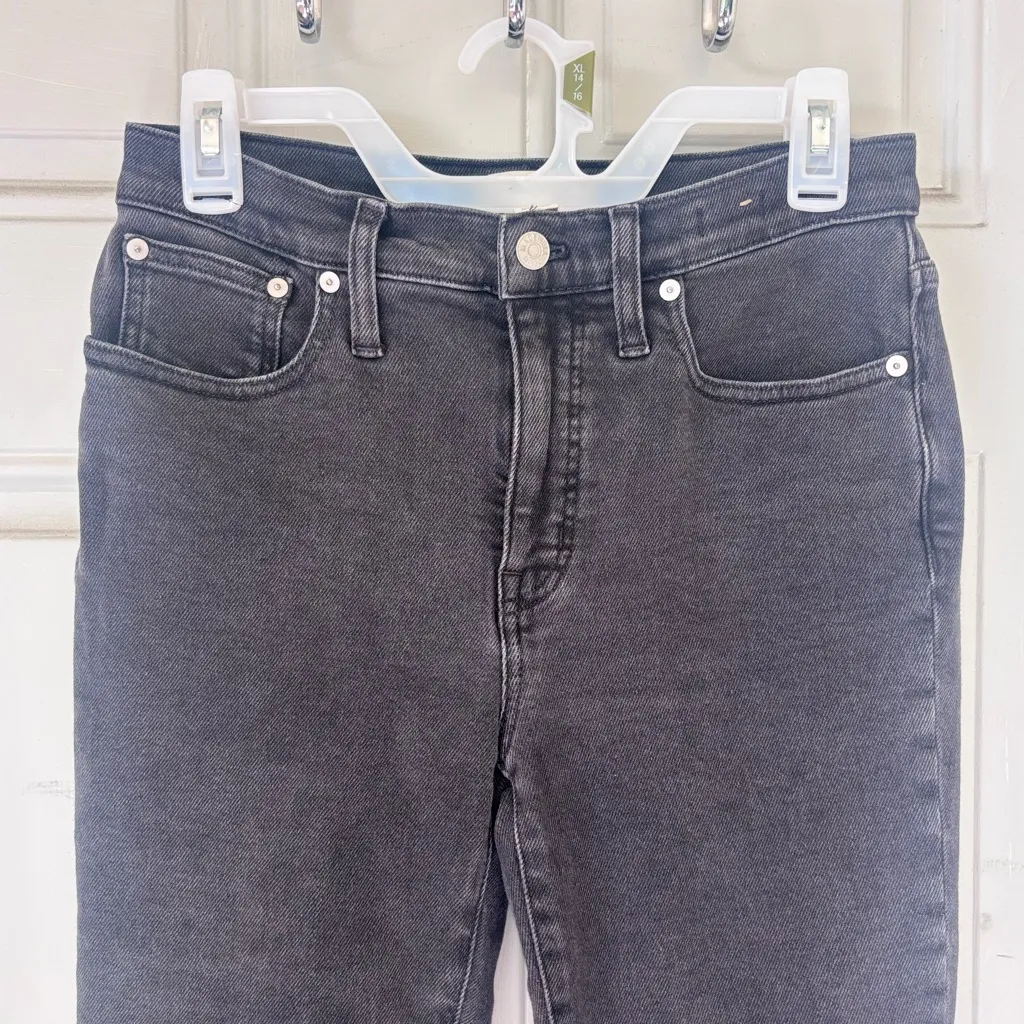 Madewell Mid Rise Kick Out Vintage Straight Jean Distressed Black Sz 27 stretch - Image 7