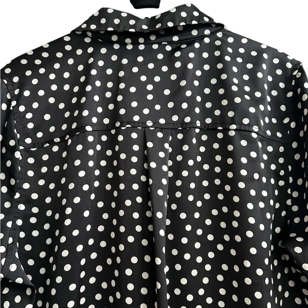 Equipment  Womens Satin Button Up Shirt Long Sleeve Polka-Dots Size Small - Image 6