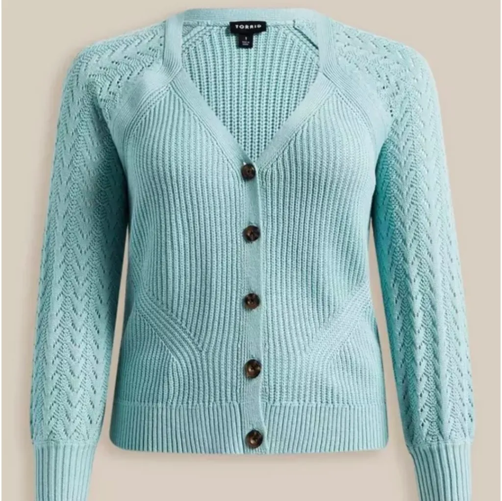 Torrid Sz 00 Women's Light Blue Button-Up Sweater - Image 2