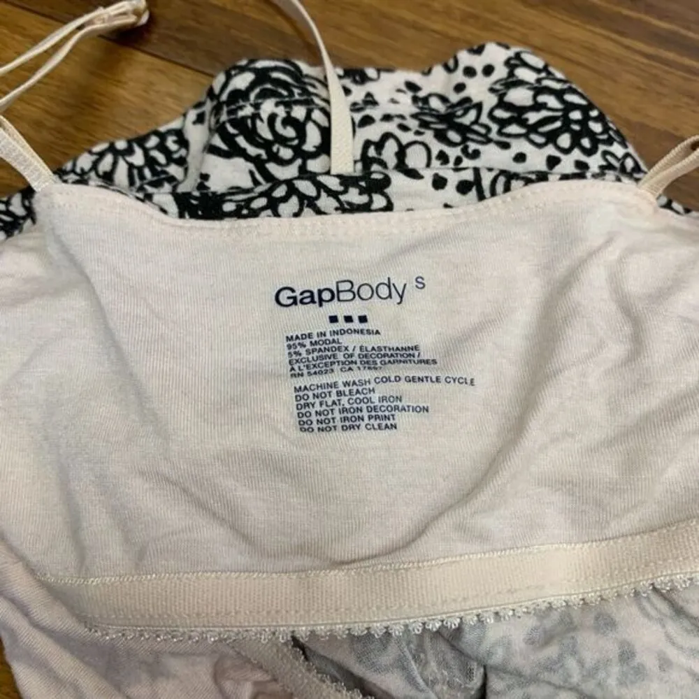 Gap Body Top womens Small Pink Black Floral Print Cami Tank Sleepwear Loungewear - Image 4