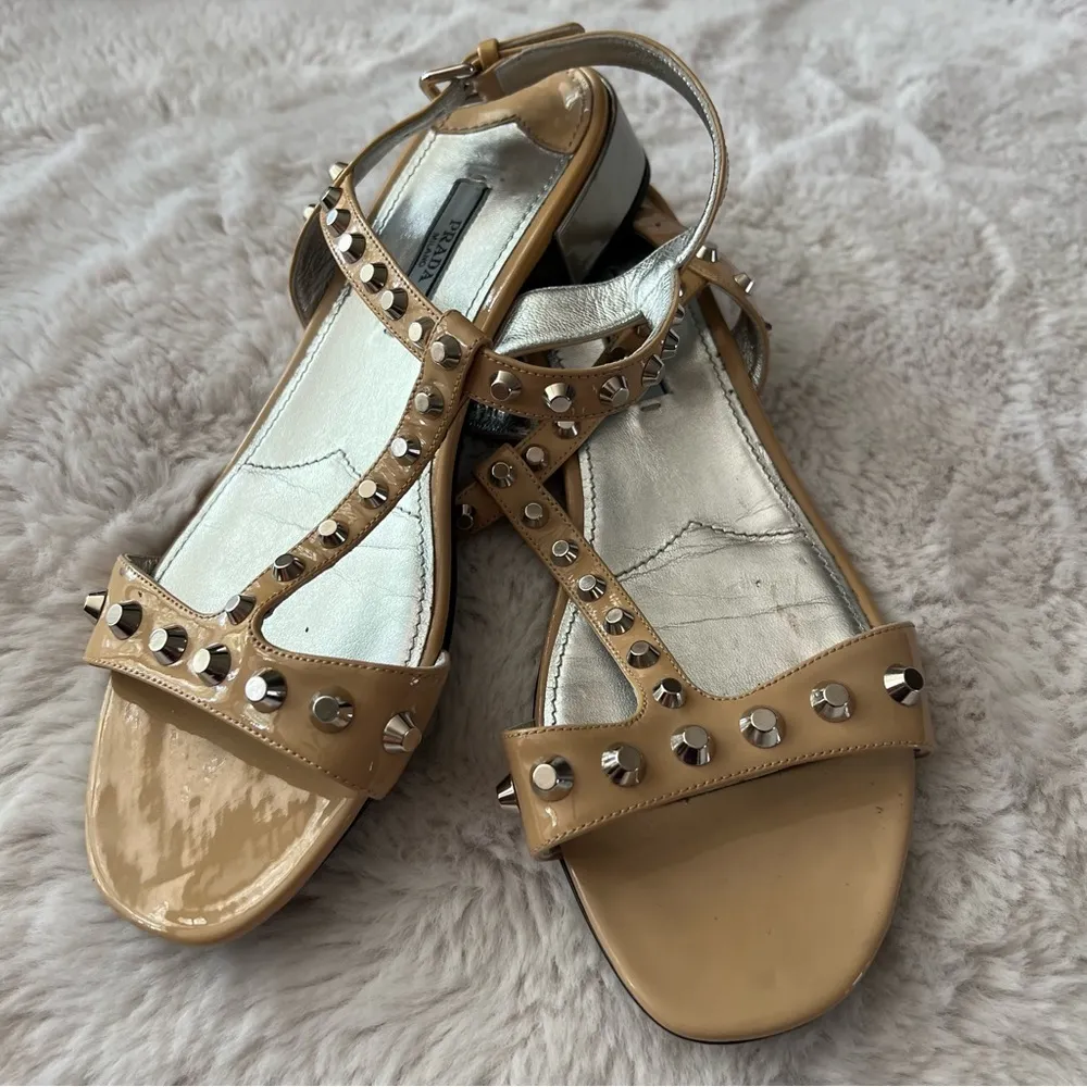 Studded Gold Sandals - Image 9