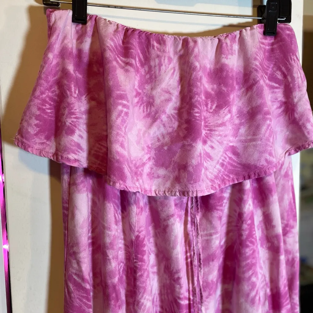 Japna Pink Tie Dye Strapless Sun Dress Large EUC - Image 4