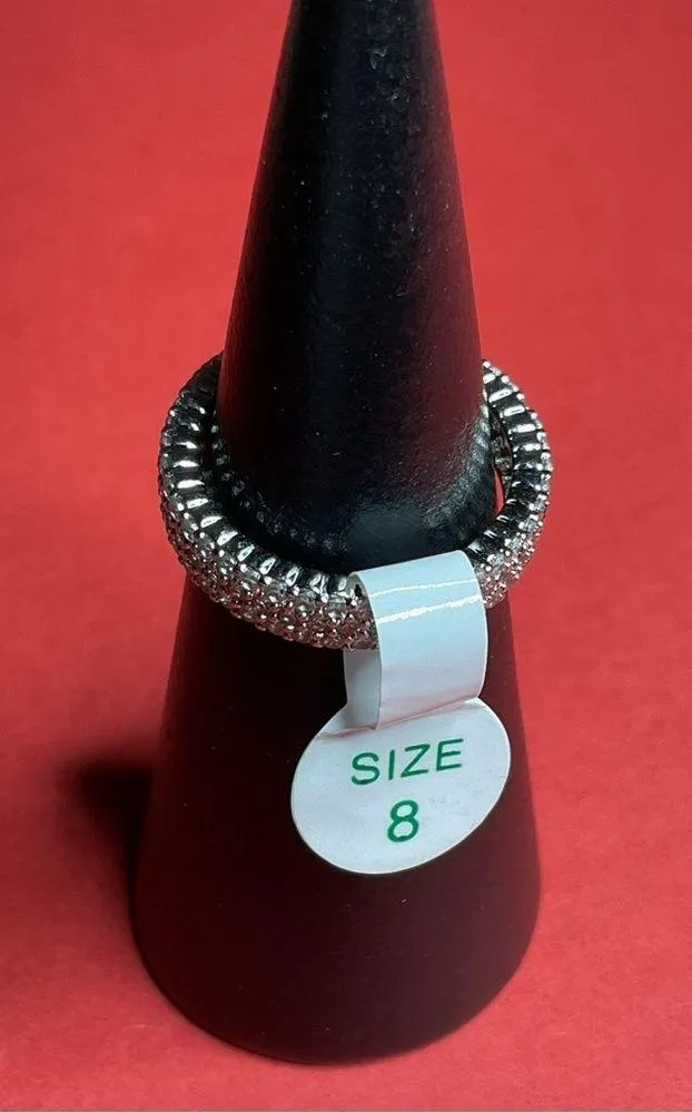 Bomb Party RBP6849 “Can’t Believe She’s Mine” Blue CZ on Rhodium Size 8 Ring NWT Silver - Image 3