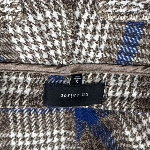 En Saison Blue and Brown Check Crop Pants Old Money Chic Academia Size S - Image 6