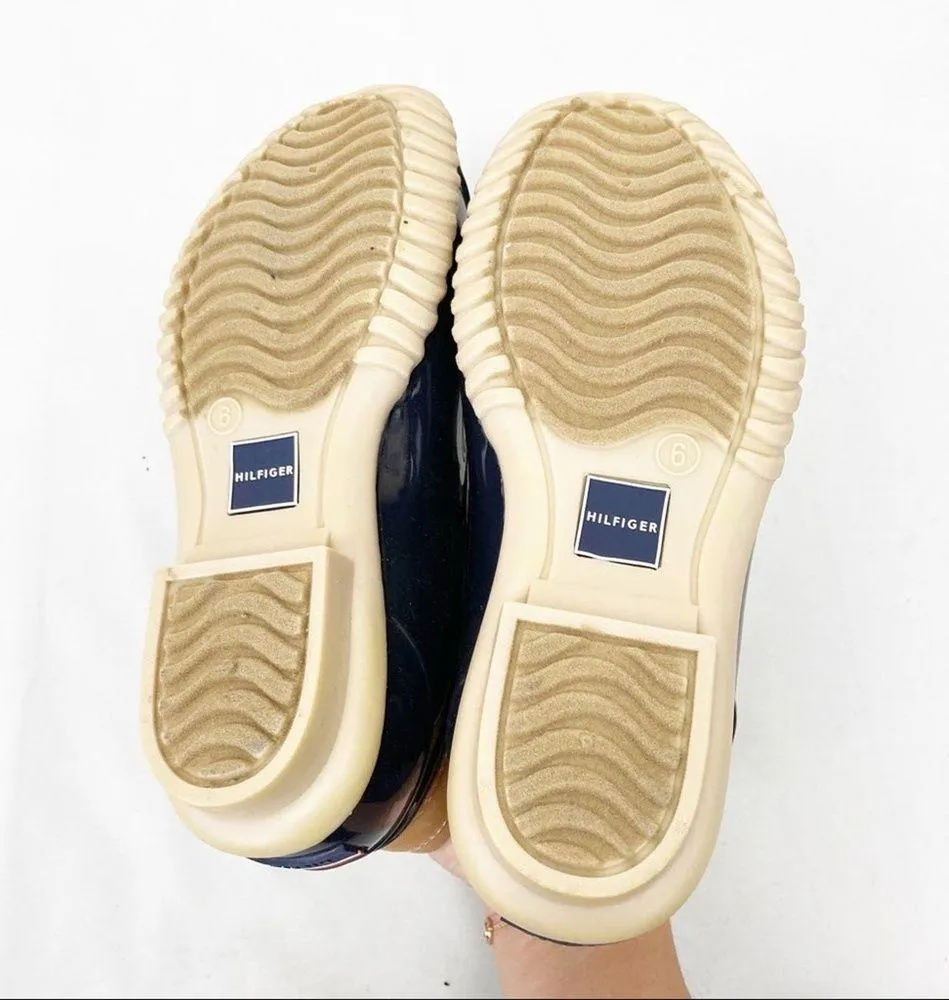 Tommy Hilfiger Navy Blue Tan Duck Boots Sz 6 - Image 6