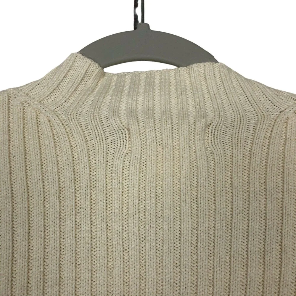 Jones New York Sport Size XL Mock Neck Sweater Cream Ribbed Knit Pullover - Image 6