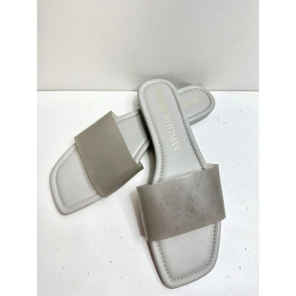 Stuart Weitzman Sandals Womens Size 11B Gray Summer Flats Clear Strap - Image 8