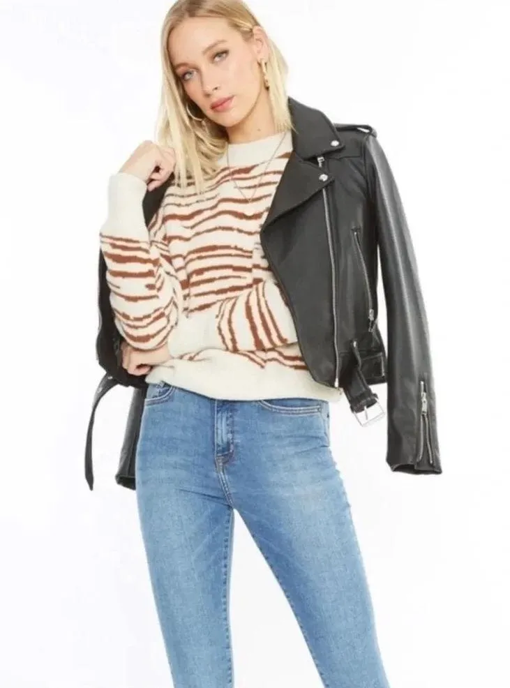 4Sienna Rebecca Zebra Print Sweater Top Brown Tan - Image 4