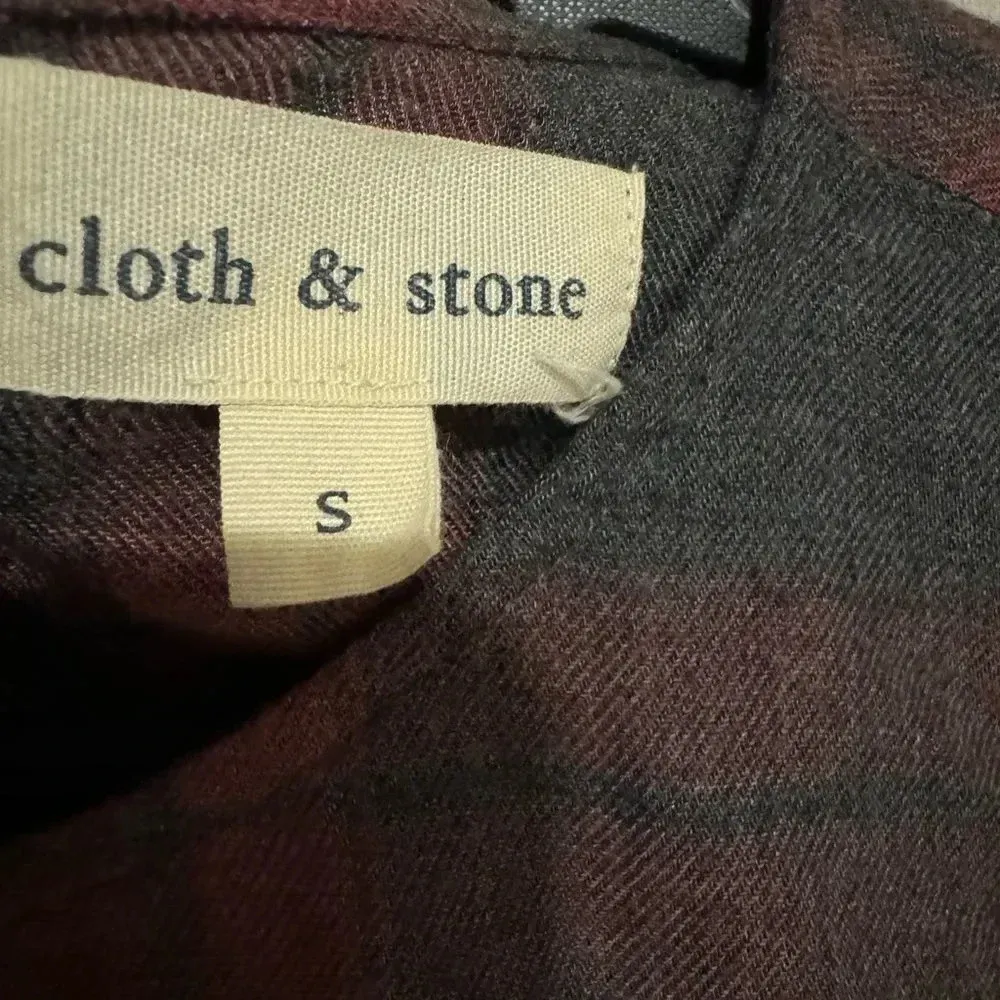 Cloth and Stone Anthropologie Red and Black Plaid Long Sleeve‎ Top W Black Bow - Image 7