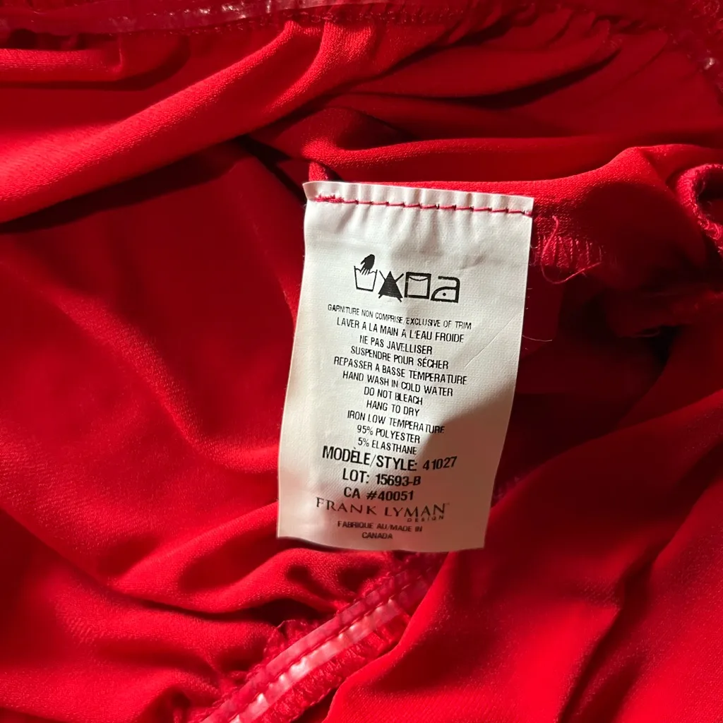 Frank Lyman Design Red Boxy 3/4 Sleeve Blouse SZ 10 Designer Top Flowy Luxury - Image 10