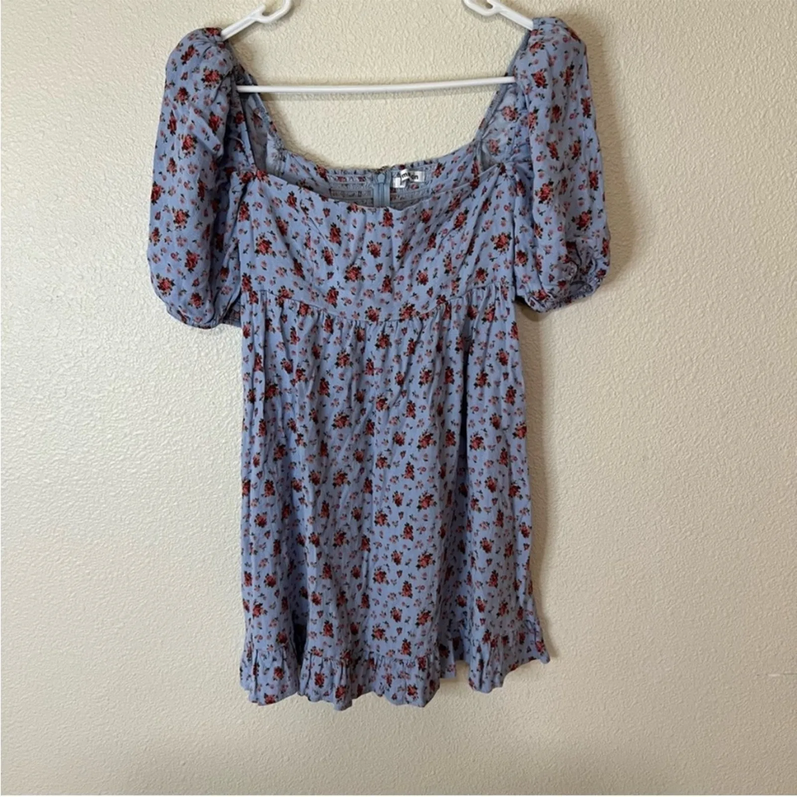 Reformation Bristol blue floral mini dress puff sleeves in petunia SIZE SMALL - Image 6