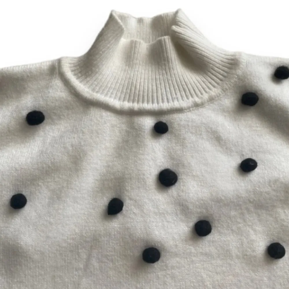 LPA Teza Sweater in Cream Polka
Dot Small Pom Poms Black Turtle
Neck Rib… - Image 5