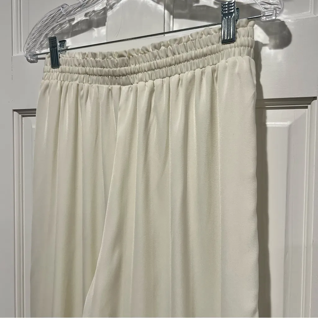 Summersalt Silky Luxe Palazzo Pants with Ties Small Cream Ivory Wide Leg Flowy - Image 5