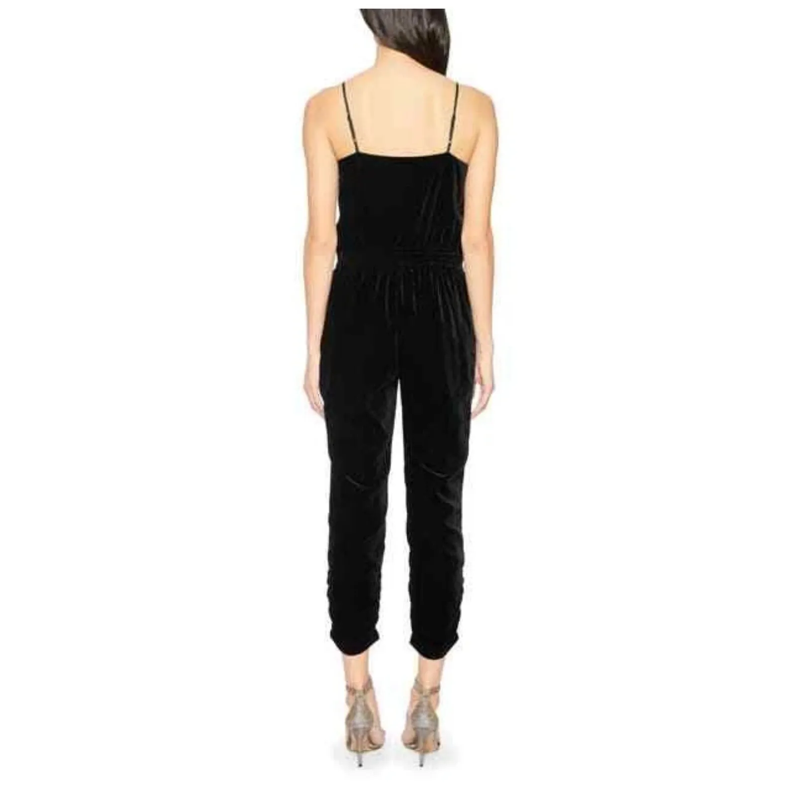 Parker Preston Black Velour Velvet Cropped Sleeveless  Cocktail Jumpsuit 10 - Image 2