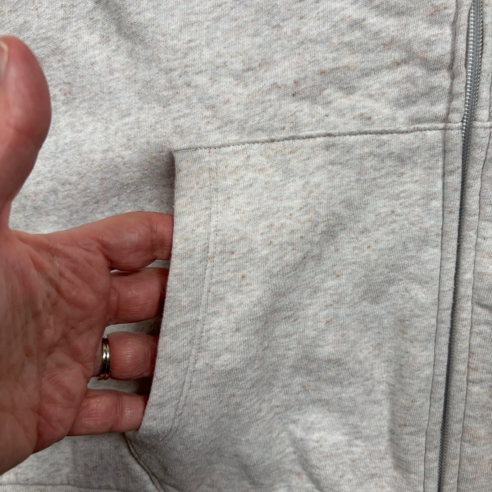 PINK Victoria's Secret Zip Up Hoodie Sweatshirt Heathered Beige XXl - Image 5