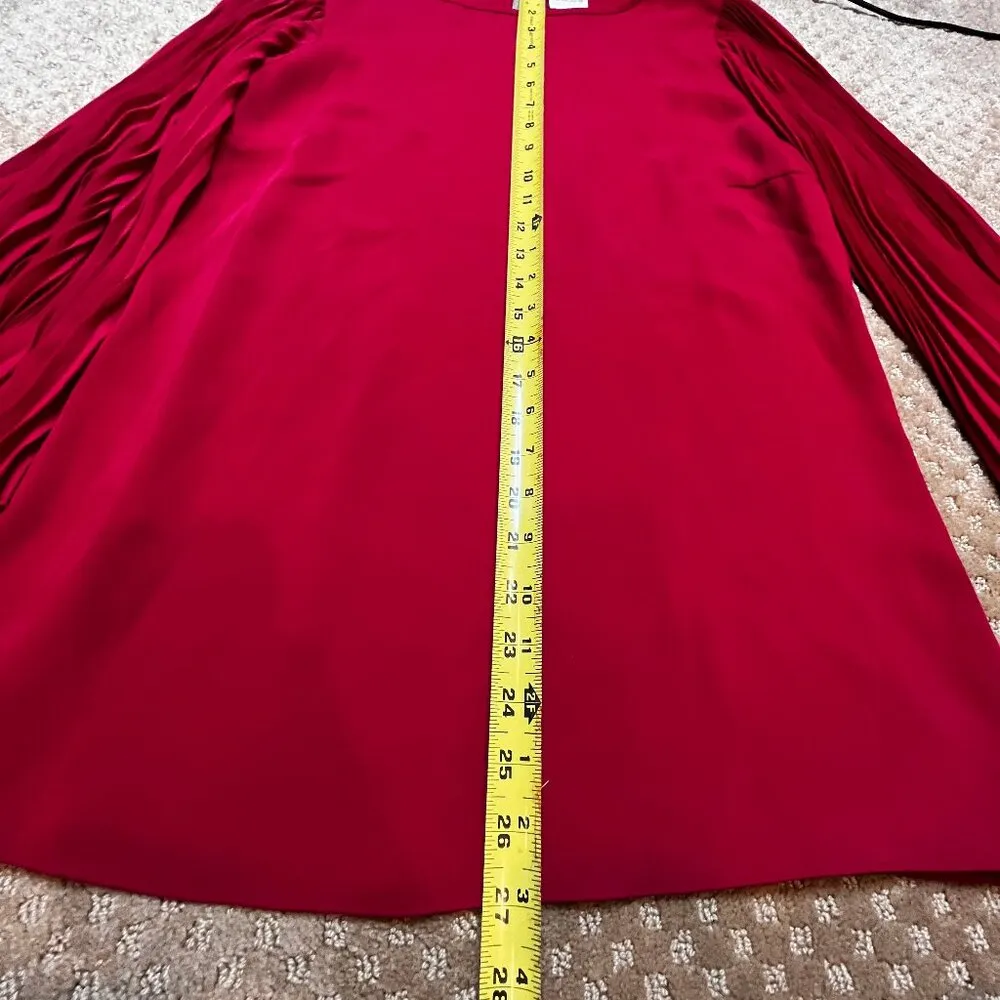 Chico's Red Tunic Blouse Pleated Flare Accordian Dolman Sleeves SZ S Xmas Vday - Image 5