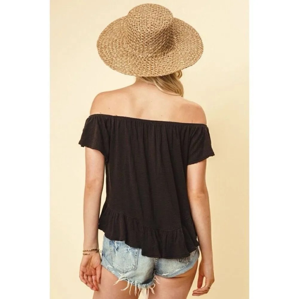 We The Free Mint Julep Off the Shoulder Top Sz small black - Image 2