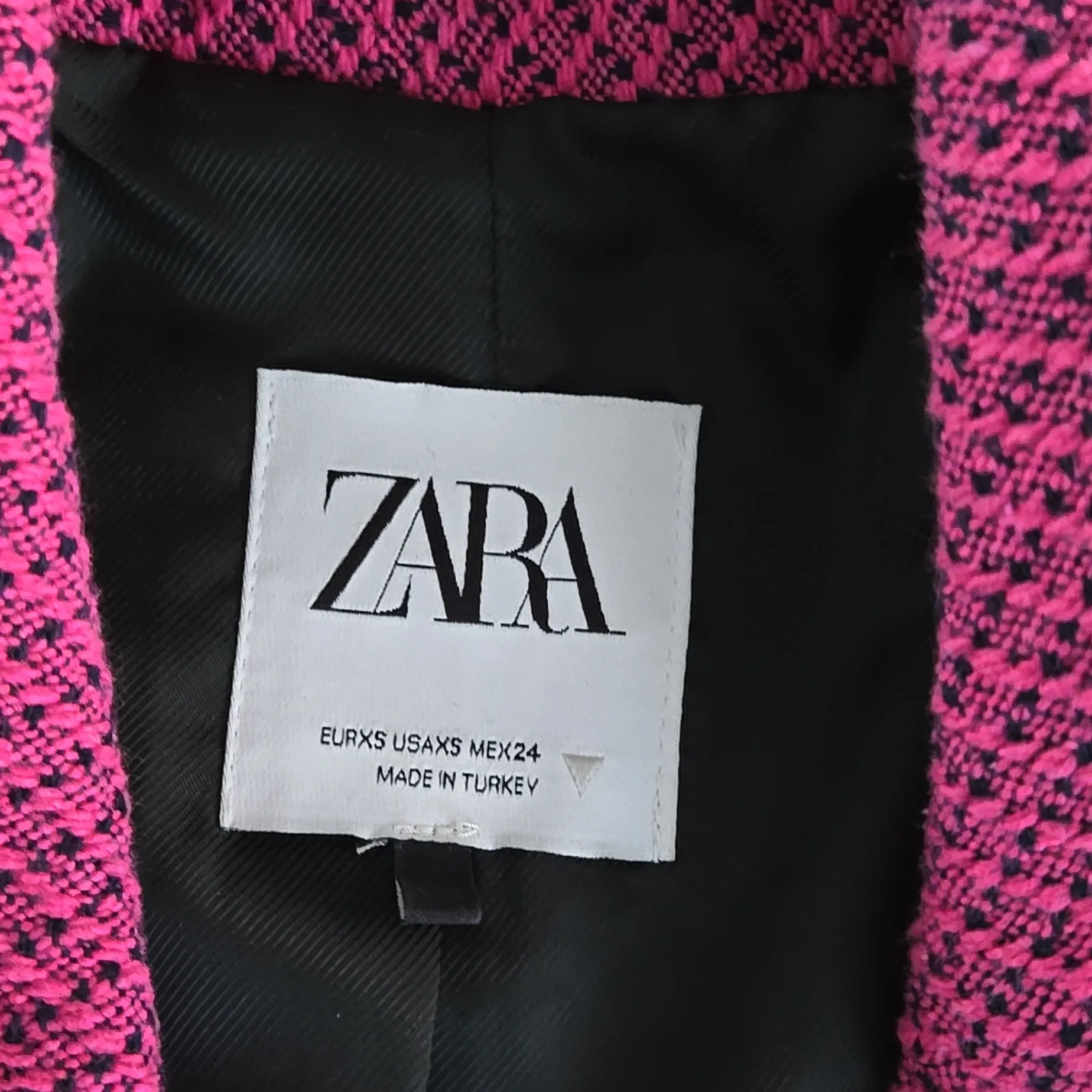 Zara Pink Tweed Cropped Jacket Size XS - Image 8