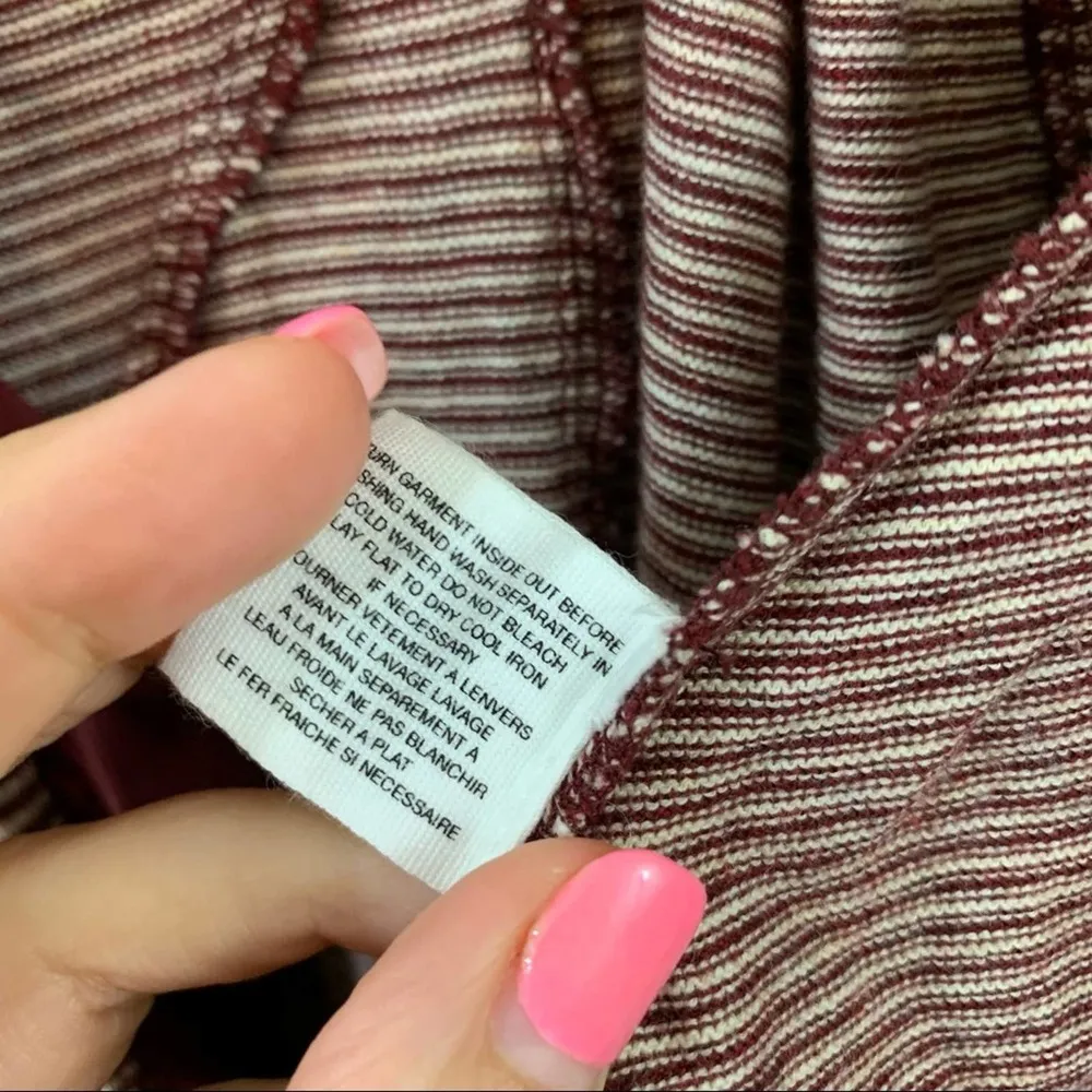 Anthro Guinevere Burgundy Striped Ruffle Cardigan - Image 5