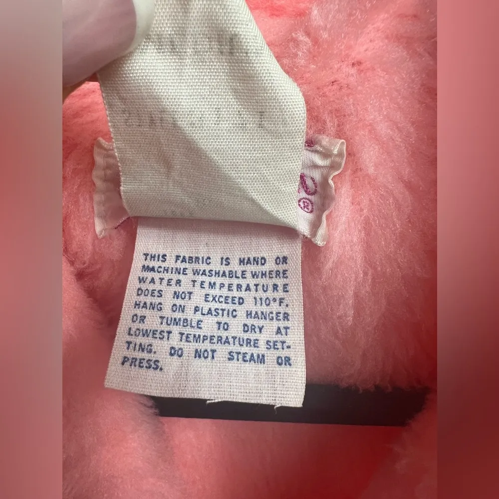 Vintage 1970’s Evelyn Pearson Long Robe Pink Belt Faux Fur Chevron Tie Size M Size M - Image 6