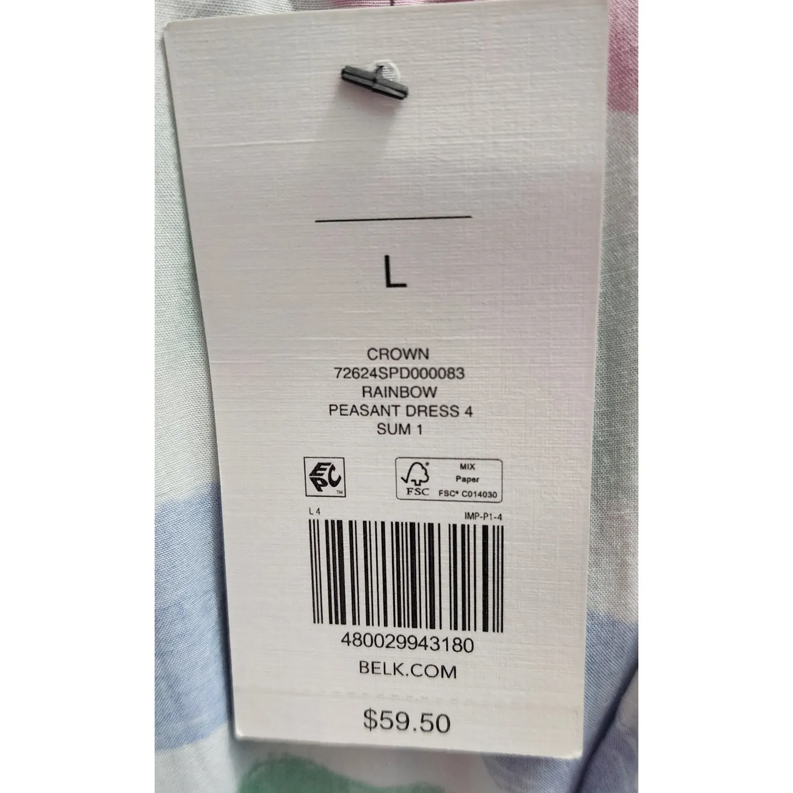 Crown‎ & Ivy Dress L Rainbow Striped Peasant Midi Tie Neck Short Sleeve - Image 6