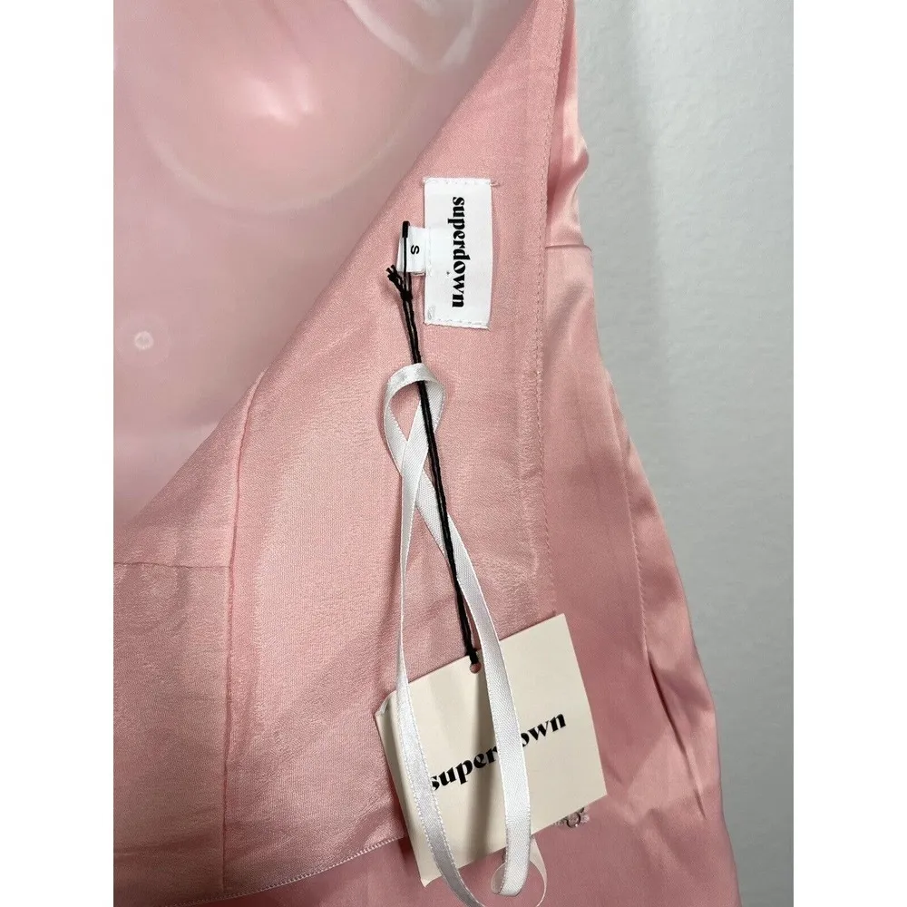 Superdown Samira Mini Dress Size Small S Pink Satin - Image 5