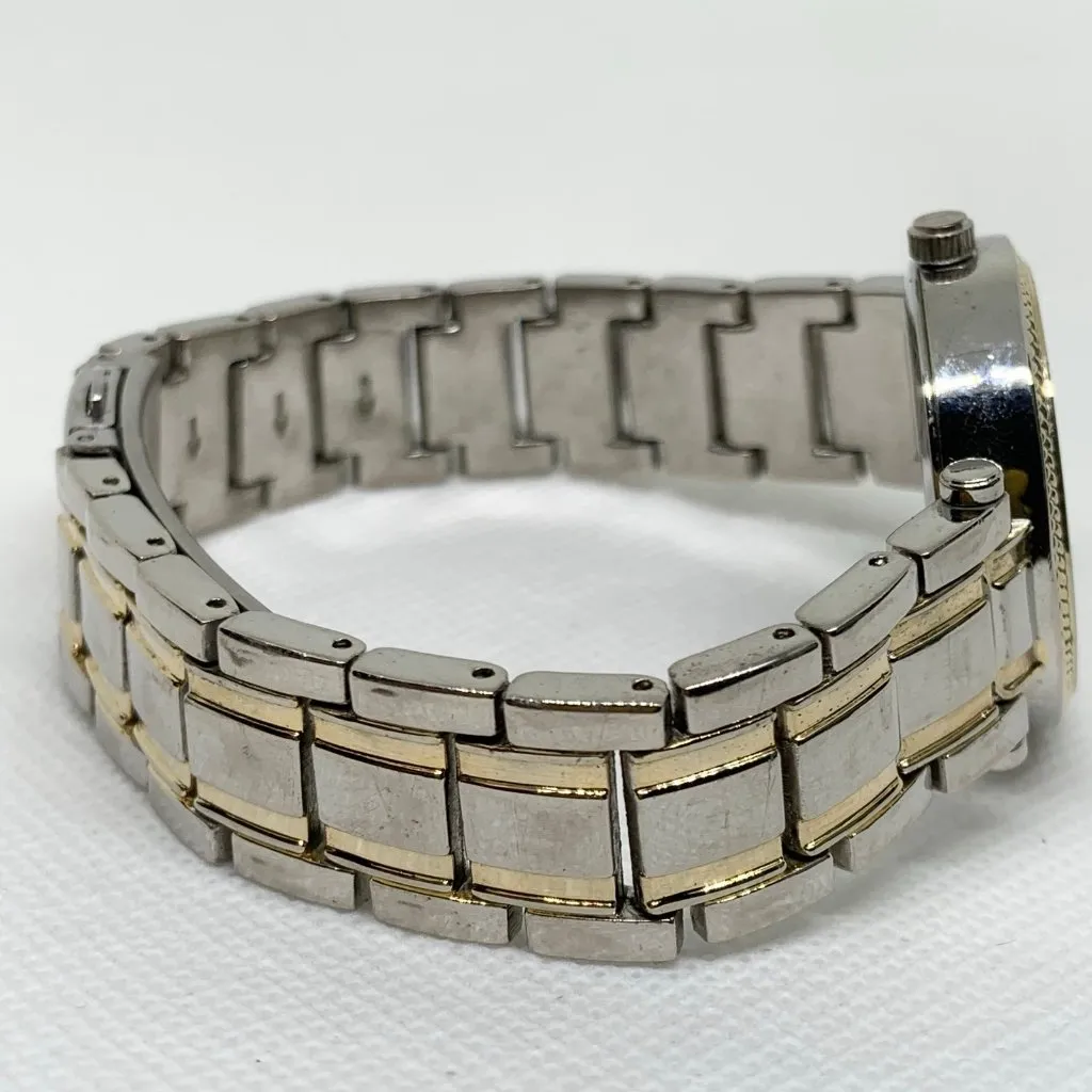 Jones New York silver gold tone women watch 32mm round quartz analog running - Image 6