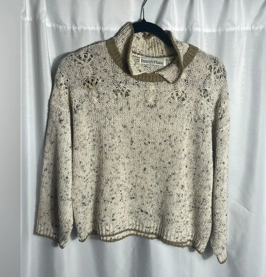 Vintage 90s Floral Knit Sweater by Patsy’s Place Cozy Cottagecore Vibes Size L Size L - Image 1