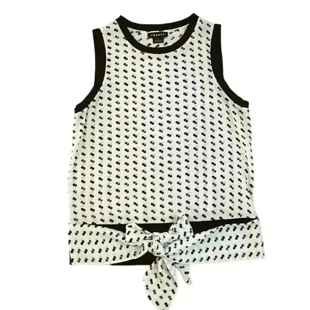 Trouvé Sleeveless Top Front Tie Black White Gray Size Small - Image 4