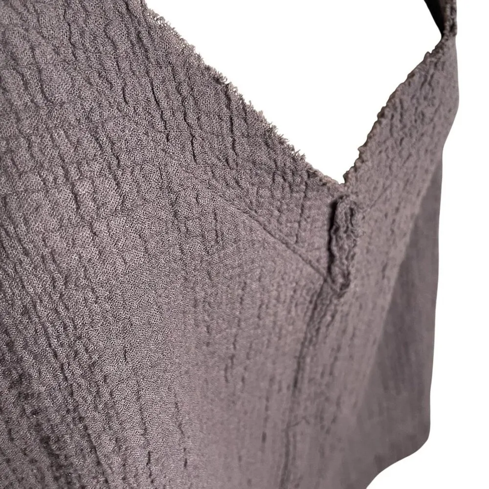 Womens Grade & Gather Peasant Rippled Shirt Gray Relaxed Fit Size Medium u - Image 4