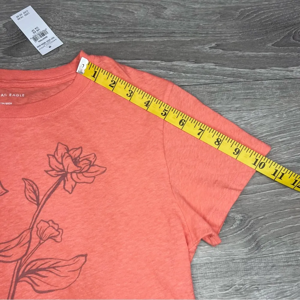 American Eagle Flower Graphic Tee Peach Size XS - Image 5