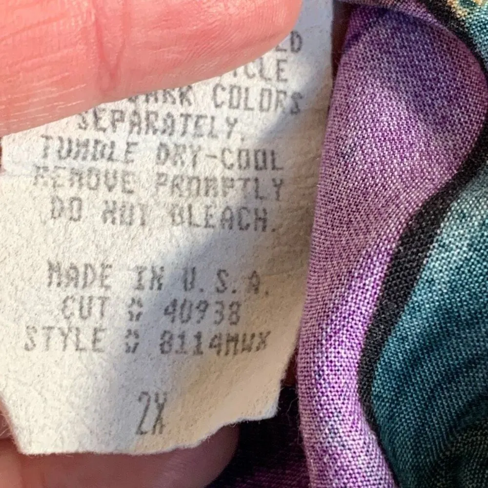 Vintage 90s Caliché Collection Abstract Print High Rise Baggy Mom Shorts Plus 2X Purple - Image 7